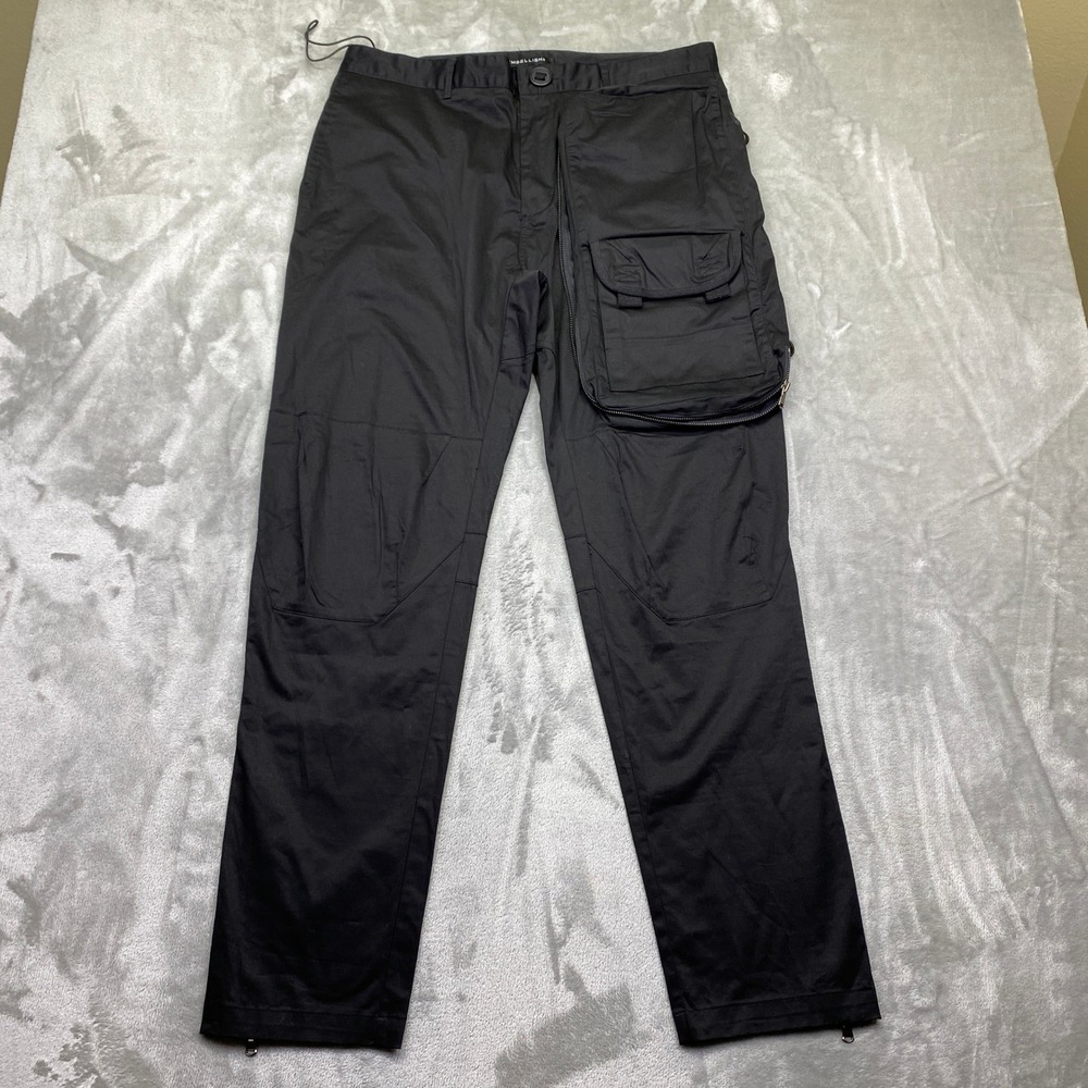 EMBELLISH NYC Black Cargo Pocket Zip Detail‎ Utility Pants Mens Size 36 Moto